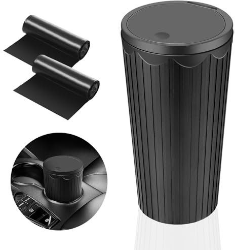 AiQInu Papelera Coche,Bote de Basura para Coche con Tapa,Portátil Mini Papelera con 2 Vols Bolsa de Basura,Impermeable,Antiolor Papelera para Coche Hogar Cocina