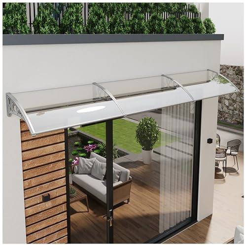 Aluminium-Konsole Vordach Außen Sonnengeschützt Pultvordach Kommerzielle Hause Vordach Vordach Für Haustür Tür Und Fenster Markise Garten Terrasse Vordach Pc Panel Stille Vordach(Clear,80*360cm)