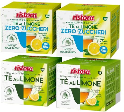 Set 80 Capsule Ristora Compatibili con le Macchine ad uso domestico Nescafè®* Dolce Gusto®* 40 The al limone da zuccherare 40 The al limone