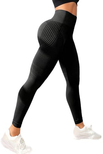 Leonie & Co Leggings Anti Cellulite 3D Femme Original, Legging Anti-Cellulite à Compression 3 D, Minceur Taille Haute sans Couture, Pantalon de Sport Yoga Fitness Push-Up Sculptant (Noir, M)