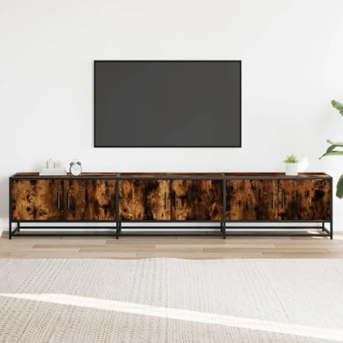Natulvd Breiter TV-Schrank für Fernseher bis zu 85 Zoll Flachbildschirm mit 4 Türen, Unterhaltungszentrum für Wohnzimmer, Schlafzimmer, 210 x 35 x 41 cm (rustikal)