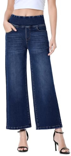 Chasehot Jeans Donna, Eleganti Pantaloni Estivi Donna Jeans Vita Alta Elasticizzati Jeggings Pantalone Larghi Curvy Palazzo