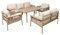 SHATCHI Premium Aluminium Garden Furniture Set – 7 Seater Patio Lounge Sofa Set Loveseat, Chairs, Cushions and Dining Table – Modern Poly Rattan Design – Weather-Resistant, Beige