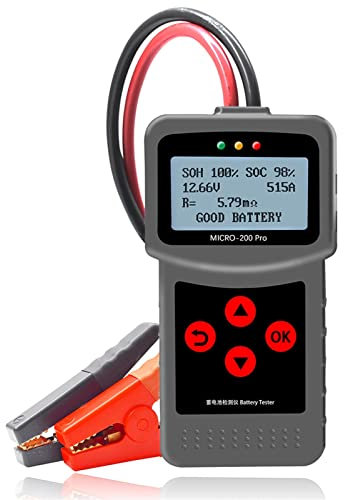 Batterietester, Micro-200PRO 12V 24V 40-2000CCA Kapazität Digital Car System Tool Analyzer LKW Motorrad Automotivo Auto Battery Tester Breite Kompatibilität(Version 1 Small Clip)