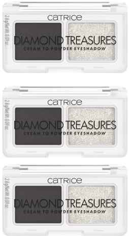 Catrice Diamond Treasures Cream to Powder Eyeshadow, Lidschatten, Nr. 030, Grau, 2 Grau-Töne, langanhaltend, hochpigmentiert, vegan, Nanopartikel frei, ohne Parfüm, ölfrei, 3er Pack (3x2.8g)
