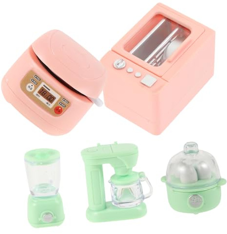 Toddmomy Miniatur Küchen Spielset für Puppenhaus mit Realistischem Ofen Kaffeemaschine Reiskocher und Eierkocher Detailreiches Zubehör für Kinderküche Rollenspiel für Mädchen und Jungen