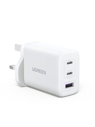 UGREEN USB C Charger 65W GaN Fast Charger 3 Port Compact Travel Plug | Compatible with MacBook Pro/Air, iPad Pro/Air, iPhone 17 Pro/Air/17/16, Galaxy S26/S25, Pixel, etc (White)
