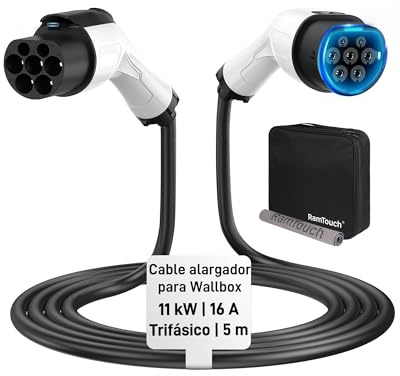 RamTouch Typ 2 Verlängerungskabel für Wallbox | 11 kW, 16 A, 5 m, 3-phasig | 400 V | 5G2,5 mm² | H07BZ5-F TPU-Kabel | Wallbox-Verlängerung | Für EV-Ladegerät, Mobile Wallbox, Ladeziegel, E-Auto & PHEV