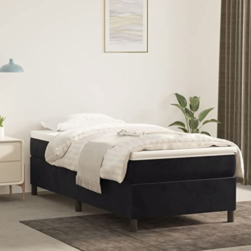 GeenYuu Boxspringbettgestell Schwarz 100x200 cm Samt, Robustes Einzelbett Rahmen, Schlafzimmer Möbel, ohne Matratze, stabiles Plattformbett für erholsamen Schlaf