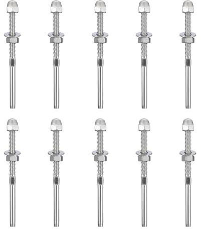 Alipis Tendeur de Câble Rampe Escalier Inox Lot de 10 Embouts Sertis pour Garde-Corps en Câbles Adaptés aux Installations Extérieures