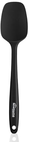 NileHome Silicone Spoon Spatula, High Heat-Resistant Premium BPA-Free One Piece Seamless Design, Non-Stick Rubber with 18/8 Stainless Steel Core, Cooking/Baking Utensil Set of 1, Black