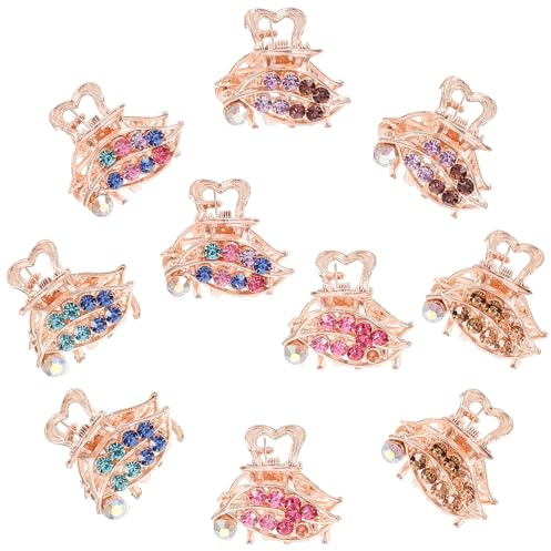 VINTORKY Mini Pinces à Cheveux Maintien Ferme Lot de 10 Accessoires Coiffure Élégants en Alliage de Zinc Strass pour Cheveux Moyens pour Bain ou Maquillage