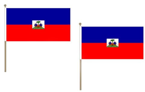 Drapeau Haïti 45x30cm HAMPE en bois - LOT DE 10 Drapeaux haïtien 30 x 45 cm - AZ FLAG