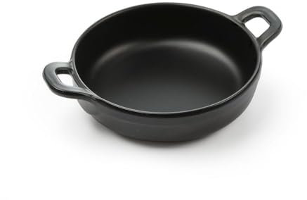 HENDI Mini récipient pour présenter et servir la nourriture, en forme de casserole, faitout, plateau de service, ne convient pas aux fours et aux fours à micro-ondes, 150x115x(H) 37mm, mélamine, noir