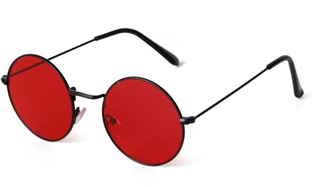 ADEWU Runde Sonnenbrille Hippie Vintage Metallrand UV400 Herren Damen | Runder Metallrand mit Nasenpads, nur 23 Gramm leicht, Partyfestival Style, passt zu Retro Outfits