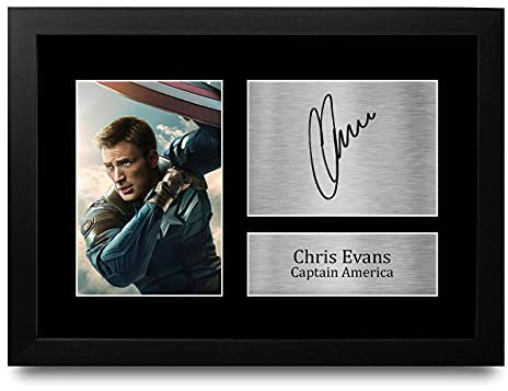 HWC Trading Chris Evans A4 Gerahmte Signiert Gedruckt Autogramme Bild Druck-Fotoanzeige Geschenk Für Captain America The Avengers Filmfans