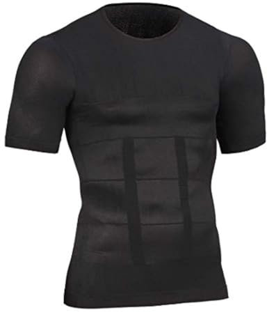 Herren Body Shapewear Belly Compression T-Shirt Abnehmen Top Wear Muscle Tank Taillen Trainer Unterhemden Bauch Kontrolle Black XL