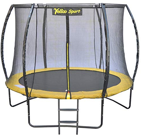 YELLOO YelloooSport Trampolin Elastisch Garten Salta für Erwachsene Kinder Ø 250 310 370 cm CE TÜV-GS-Zertifiziert Hohe Qualität Gelb, 250