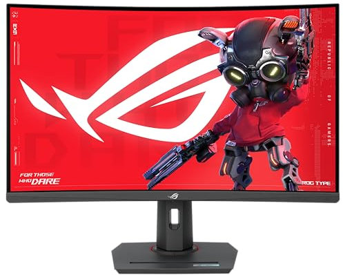 ASUS ROG Strix XG32WCS - 32 Zoll WQHD Curved Gaming Monitor - 180 Hz, 1ms GtG, AdaptiveSync, ELMB Sync, DisplayHDR 400, 10-bit - Fast-VA Panel, 16:9, 2560x1440, DP 1.4, HDMI, 7.5W USB-C, ergonomisch
