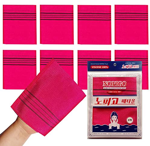 NOPIGO Gant de toilette exfoliant coréen asiatique pour enlever les peaux mortes. Gants exfoliants pour le corps (rouge 8)