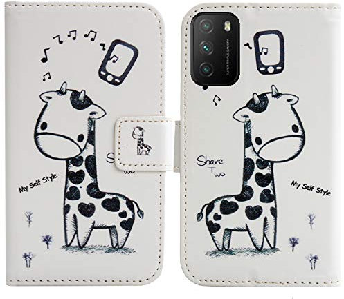Lankashi Custodia Portafoglio in PU Pelle Caso Guscio PC Hard Protettiva Cover con Porta Carte Skin Case per LG Wing 5G 6.8 (Giraffe Design)