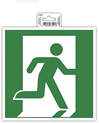 Exacompta - Réf. 67001E - 1 panneau adhésif Évacuation droite - En PVC traité anti-dérapant et résistant aux UV - Dimensions du panneau : 20 x 20 cm - Coloris vert et blanc
