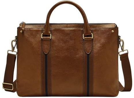 Fossil Tasche für Männer Houston, Leder Arbeitstasche Kastanie Farbe 41,3 cm L x 9,5 cm B x 29,2 cm H MBG9540215