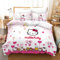 NICHIYOBI Hello Kitty Bettbezug Bettwäsche Set - Bettbezug und Kissenbezug,Mikrofaser,3D Digital Print dreiteiliger Bettwäsche (14,Single 135x200cm)