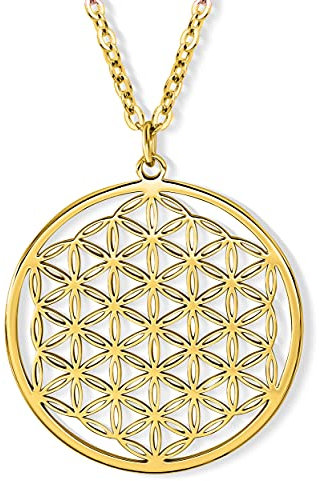 VIASOUL® Halskette Blume des Lebens I Lebensblume Kette für Damen I Flower of Life Anhänger I Mit 585er Gold überzogen I Die Original Blumen Kette (Gold)