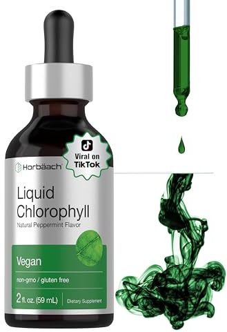Horbäach Liquid Chlorophyll Drops | 2 fl oz | Natural Peppermint Flavor | Vegan, Non-GMO & Gluten Free Formula