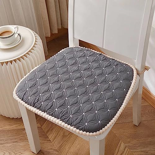 Yadlan Stuhlkissen 6er Set, Sitzkissen für KüChenstuhl, Sitzkissen Gartenstuhl mit BäNdern, Waschbar Sitzpolster Stuhl Garten, Weiche Atmungsaktiv Stuhl Kissen mit Abnehmbarem Bezug Grey