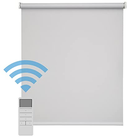 Easydeco - Motorrollo, batteriebetrieben, Daylight lichtdurchlässig (grau, 150_x_250_cm) | Stoffgröße 146,5 x 250 cm