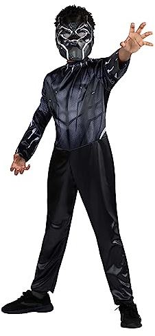 MARVEL Black Panther Official Youth Value Costume - Printed Jumpsuit with Plastic Mask