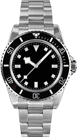 San Martin Vintage Diver Montre pour homme en verre saphir 20 bars Luminous PT5000 Classic Luxury Automatic Mécanical, Sans logo, Bracelet