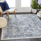 Livabliss Marrakech Vintage Teppich Groß - Orientalischer Boho für Wohnzimmer, Esszimmer, Schlafzimmer - 160x215 cm, Kurzflor für Einfache Pflege - Muster in Weiß und Blau