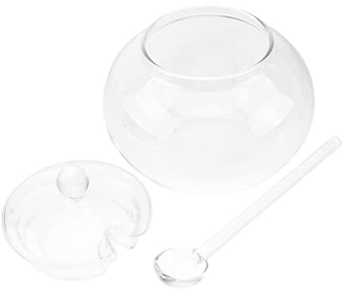DOITOOL 2 Juegos Tazón De Azúcar Dispensador De Jarabe De Vidrio Botellas De Condimentos Tarro De Mermelada Condimento Claro Tarro De Cristal De Colmena Botellas De Vinagre Soporte Harina