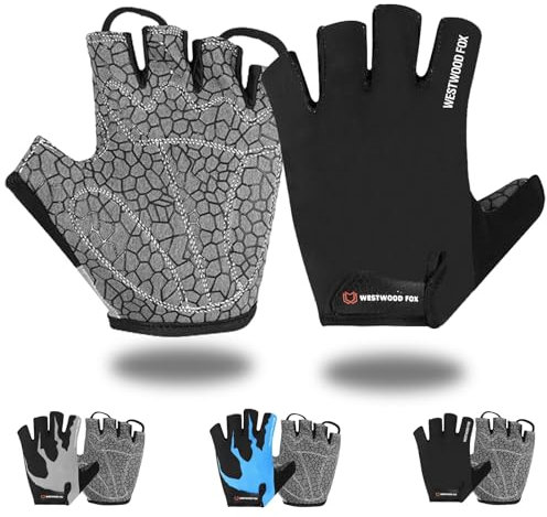 WESTWOOD FOX Fahrradhandschuhe Für Männer Halbfinger-Handschuheu rutschfest Nicht Atmungsaktiv Stoßdämpfend Mountainbike-Handschuhes Männers Frauen MTB-Handschuhe Unisex