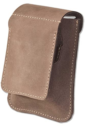 Woodland® Zigarettenschachtel-Etui aus Naturbelassenem Büffelleder mit Klettverschluss Dunkelbraun