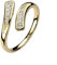 Paula & Fritz® Ring Damen Verstellbar Gold Zirkonia Klar 316L Chirurgenstahl Zehenring Mittelring Partnerring Freundschaftsring Offen Einstellbarer-Ring