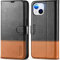 TUCCH Case for iPhone 14 (6.1) 2022 5G, Protective Magnetic PU Leather Wallet Folio Flip Stand Cover with[RFID Blocking][Credit Card Holders][Shockproof TPU] Compatible with iPhone 14, Black & Brown