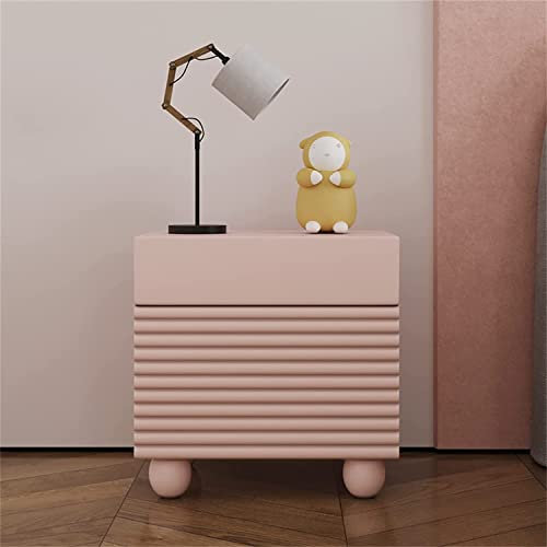 Nachttisch im nordischen Stil mit 2 Schubladen für Schlafzimmer, modern, hell, luxuriös, Farbe, Nachttisch, Aufbewahrung, Schrank, Holz, Prinzessin, Rosa, Nachttisch, Kommode (Größe: 48 x 35 x 48 cm,