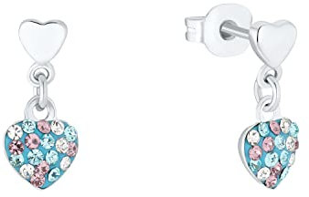 Prinzessin Lillifee Ohrhänger 925 Sterling Silber Mädchen Kinder Ohrschmuck, mit Preciosa, 1,2 cm, Silber, Herz, Kommt in Schmuck Geschenk Box, 2036429