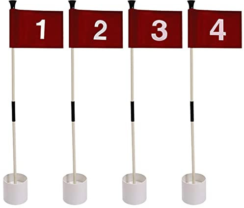 4 Pcs Flagstick Golf | Putting Green Flag for Yard | Golf Pin Flag Hole Cup Combo Kit, Fiberglass Portable 2-Section