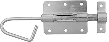 Amig - Verrou en applique pour portes | Serrure de sécurité pour votre maison | Loquet résistant pour portails | Acier zingué | Couleur : argenté | 250 x Ø12 mm