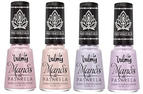 VALMY Esmalte de Uñas Normal - Pack 4 Pintauñas, Secado Rápido, Brillo y Duración de Hasta 7 Días, Colección Manos de Pasarela (Ana Karina #12; Mariangel #13; Isabel #14;Alejandra #15), 14ml
