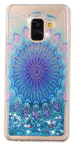 COTDINFOR Compatible with Samsung Galaxy A5 2017 Hülle Flüssigkeit Glitzer Flip Cover Sparkle Floating Bling Stoßfest Schutzhülle Handyhüllen für Galaxy A5 2017 Case Blue Totem XYLS.