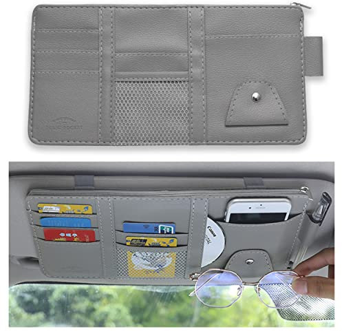 Piacolnic Auto Sun Visor Organizer, Auto Interieur Leder Zubehör Aufbewahrungstasche Beuteltasche Tasche, PU Leder Auto Car Sonnenblenden Organizer für Kartenlizenzschlüssel CD Karten Rechnung Handy