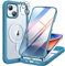 Miracase Magnetic Case for iPhone 15 Case 6.1-Inch, Full Body Bumper Clear Back Cover Compatible with MagSafe and Built-in 9H Tempered Glass Screen Protector + Camera Lens Protector (Surfing Blue)