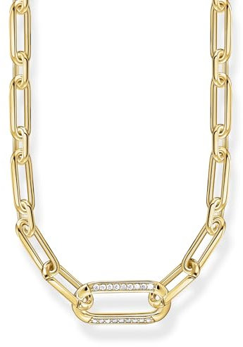 THOMAS SABO Gliederkette mit steinbesetztem Ankerelement vergoldet 750 Gelbgold Vergoldung, 925 Sterlingsilber