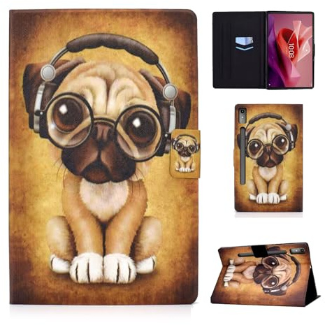 CXTCASE Hülle für Lenovo Tab P12 12.7 2023,Shar Pei | Ultradünnes PU-Leder, Gummiband, Kartensteckplatz, Standfunktion, Stifthalter, Mehrere Winkel